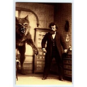 4x6 Glossy Halloween Photo Werewolf Man Vintage Style Decor